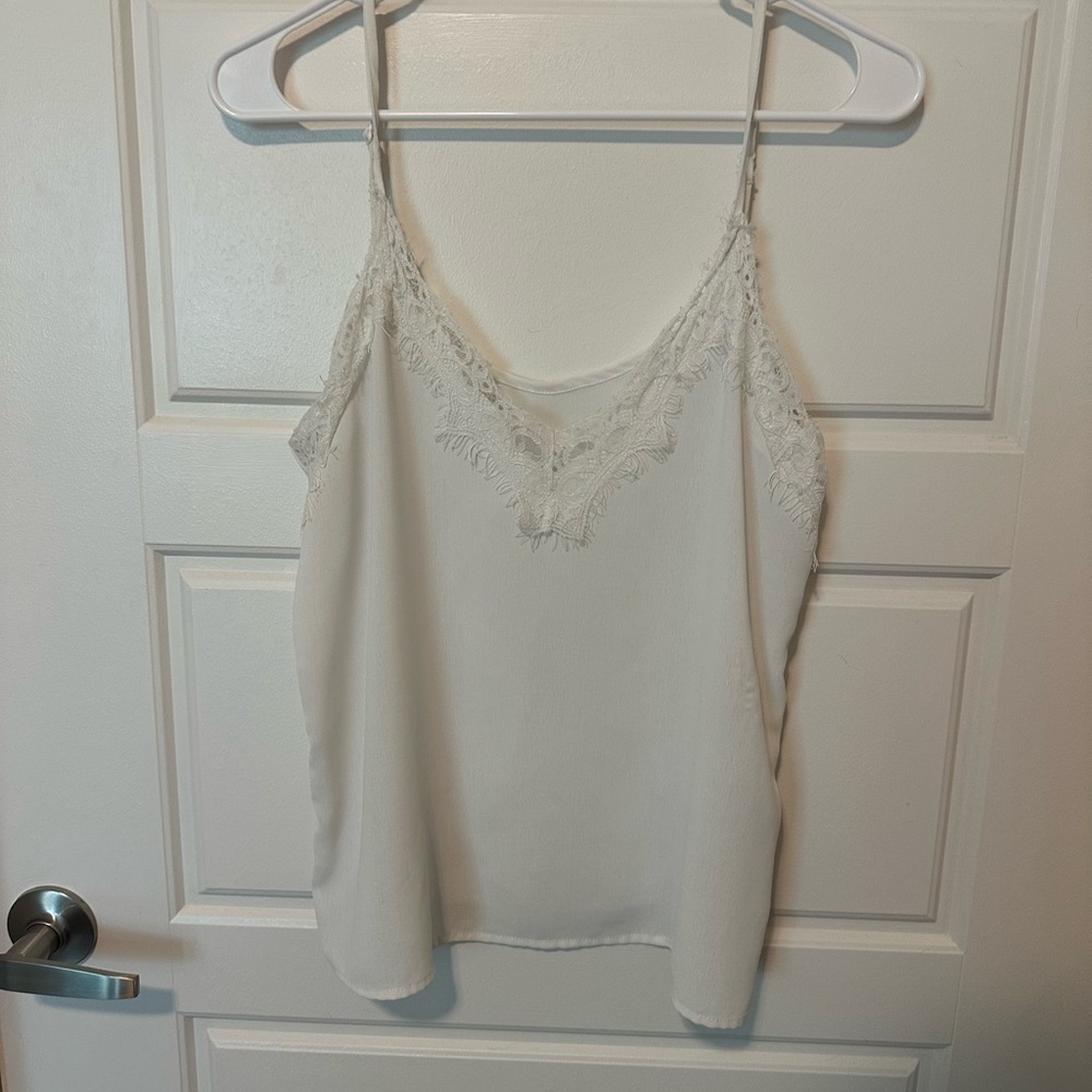Shein Elegant White Lace Trim Cami Top